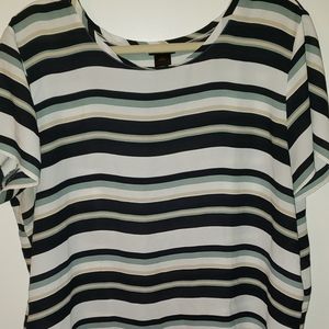Ann Taylor Blue and neutral tone striped blouse